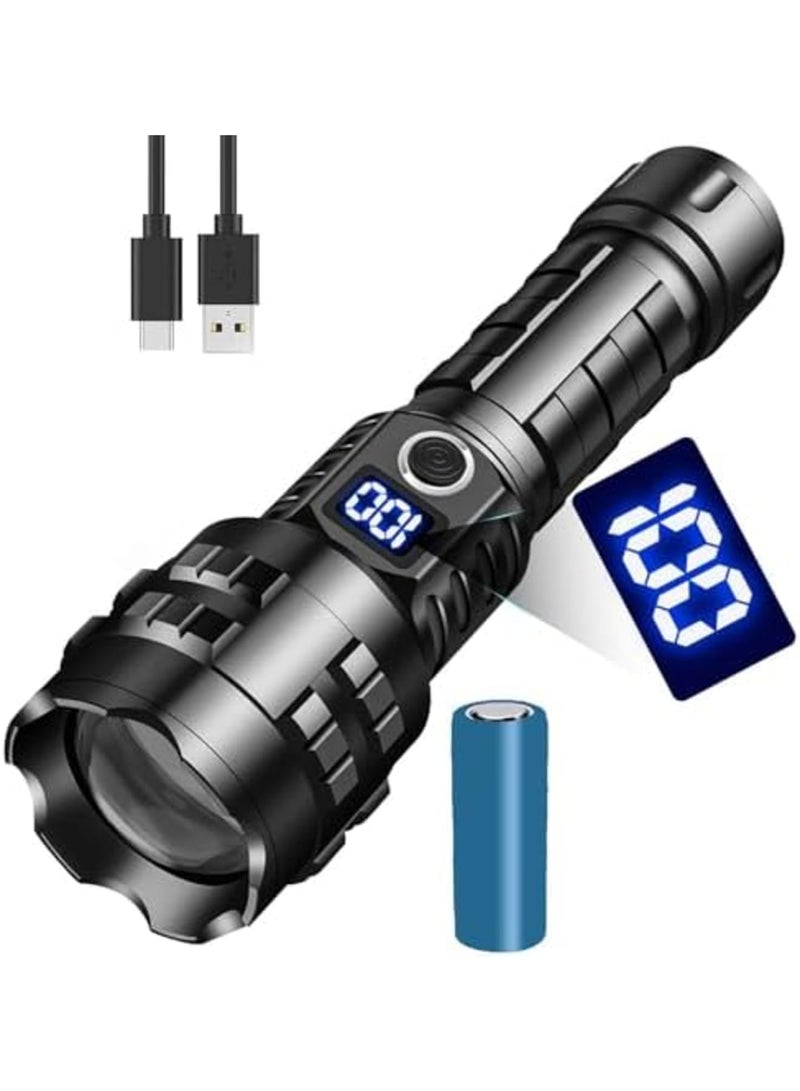 Luckam Flashlight LED Rechargeable, Super Bright Torch Light 15000 lumens XHP70.2, Tactical flash light, High Power Handheld Flashlights, Waterproof Zoomable for Outdoor Camping Emergency - Image 1