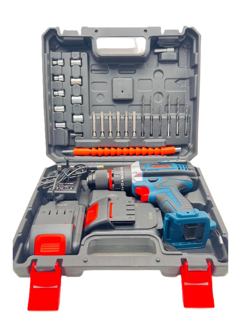 بوناي مثقاب كهربائي ليثيوم 36VF مع 1400 دورة في الدقيقة 3/8 (10 مم 40 نيوتن متر) مجموعة ملحقات تشاك بدون مفتاح خفيفة الوزن محمولة لحفر مجموعة متنوعة من المواد الخشبية والمعدنية والبلاستيكية (BN-CD005) - Image 3