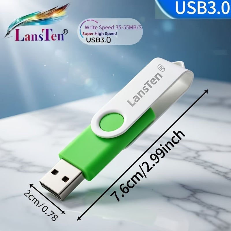 High Speed USB 3.0 128GB Yellow Metal Pendrive Flash Drive Memory Stick - Image 1