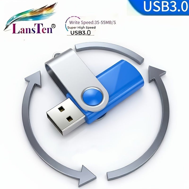 High Speed USB 3.0 128GB Yellow Metal Pendrive Flash Drive Memory Stick - Image 3