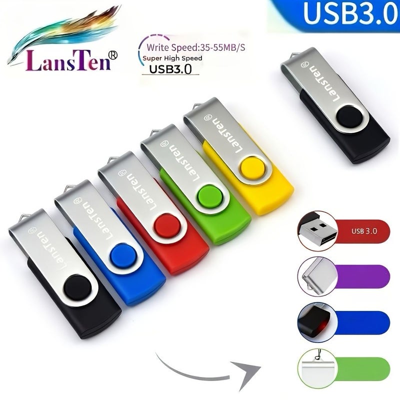 High Speed USB 3.0 128GB Yellow Metal Pendrive Flash Drive Memory Stick - Image 2