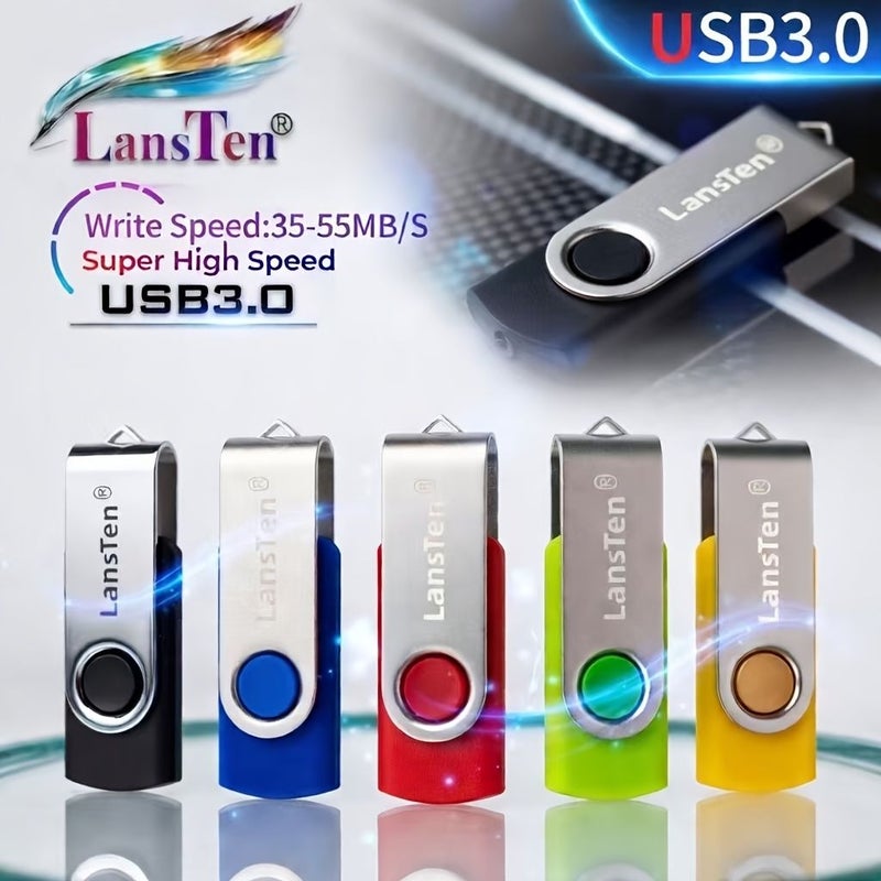 High Speed USB 3.0 128GB Yellow Metal Pendrive Flash Drive Memory Stick - Image 4