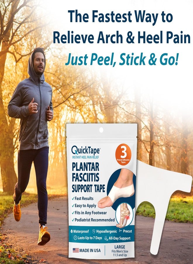 Pedifix Quick Tape Plantar Fasciitis Support Straps - Standard 3 Pack (White) - Pre-Cut Waterproof Foot Tape for Arch & Heel Pain Relief - Hypoallergenic, Latex-Free, Easy to Apply, Made in USA - Image 5