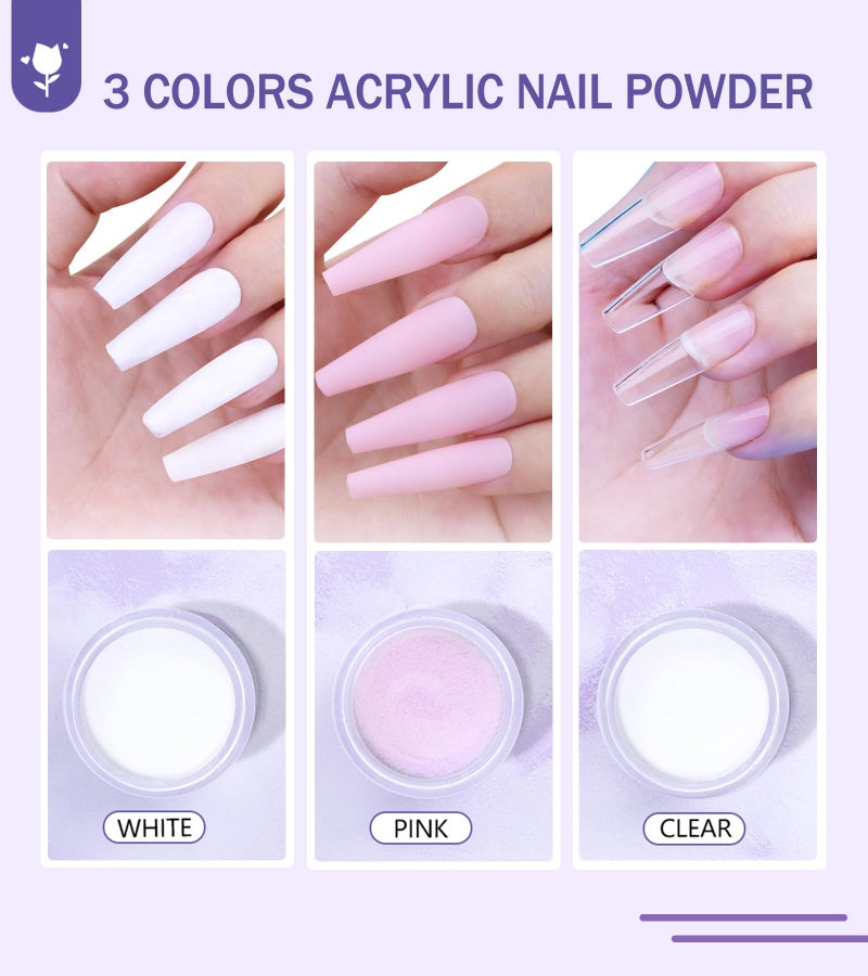 YEVYO Acrylic Nail Kit With Everything For Beginners, Professional Nail Starter Kit , 24 Color Glitter Acrylic Powder and Liquid Monomer Set, Nail Glitter And DIY Nail Art Tools - Image 3