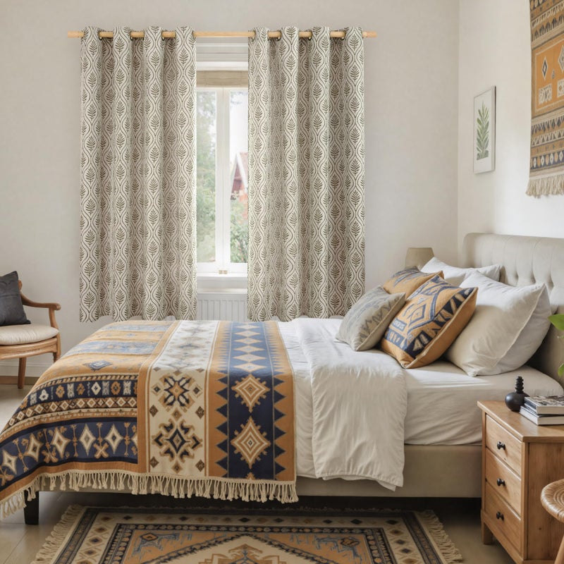 BGment Beige French Country Curtains 63 Inches Long for Bedroom, Leaf Jacquard Botanical Pattern Cottage Core Boho Vintage Semi Sheer Linen Window Drapes, 2 Panels, 52 x 63 Inch - Image 2