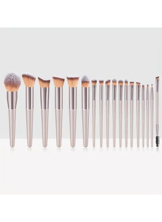 Makeup Brush Set 18 Pcs Premium Synthetic Foundation Powder Concealers Eye Shadows Blush Makeup Brushes With Black Case (Champagne Color) - view 2