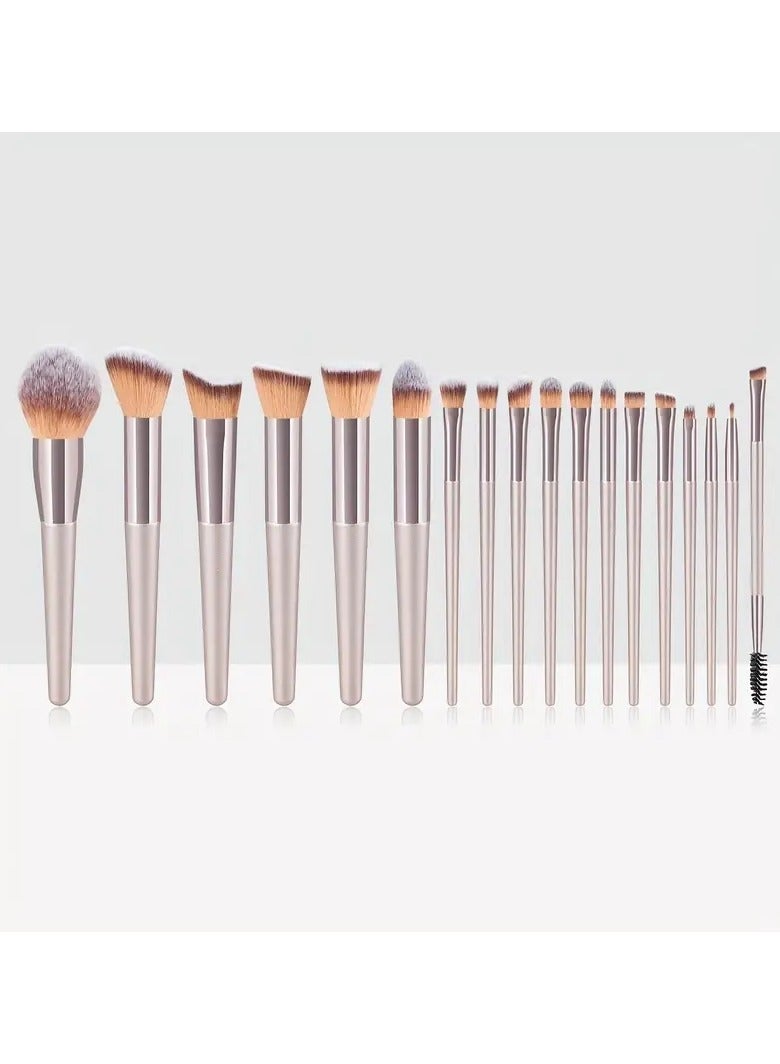 ORiTi مجموعة فرش مكياج مكونة من 18 قطعة من فرش كريم الأساس الاصطناعية الفاخرة وخافي عيوب ظلال العيون وأحمر الخدود مع علبة سوداء (لون الشمبانيا) - Image 2