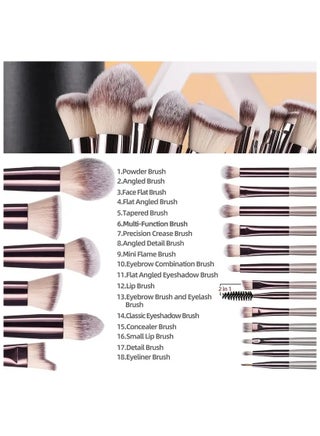 Makeup Brush Set 18 Pcs Premium Synthetic Foundation Powder Concealers Eye Shadows Blush Makeup Brushes With Black Case (Champagne Color) - view 3