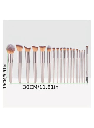 Makeup Brush Set 18 Pcs Premium Synthetic Foundation Powder Concealers Eye Shadows Blush Makeup Brushes With Black Case (Champagne Color) - view 4