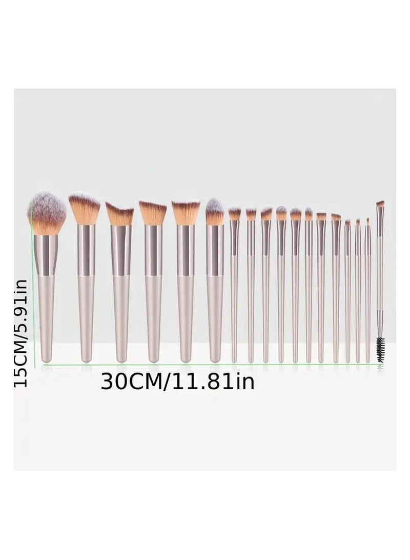 ORiTi مجموعة فرش مكياج مكونة من 18 قطعة من فرش كريم الأساس الاصطناعية الفاخرة وخافي عيوب ظلال العيون وأحمر الخدود مع علبة سوداء (لون الشمبانيا) - Image 4