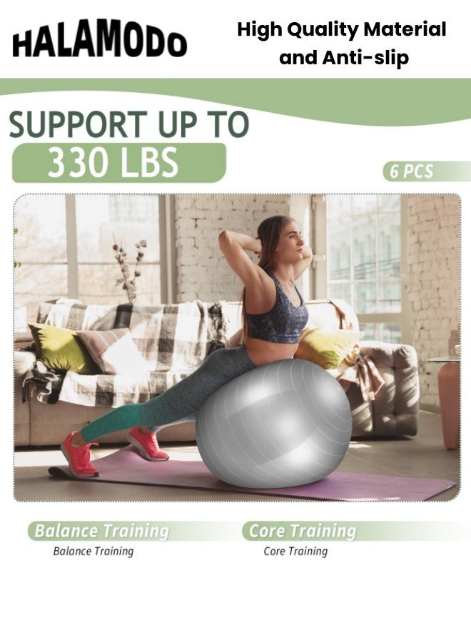 HALAMODO Exercise Ball Set Includes 1pc Air Pump & 1pc Air Tube & 1pc Puller & 1pc Plug & 1pc Instruction Manual Balance Fitness Ball with Professional Grade Anti Burst & Slip Material for Core Training & Yoga Workout - Image 2