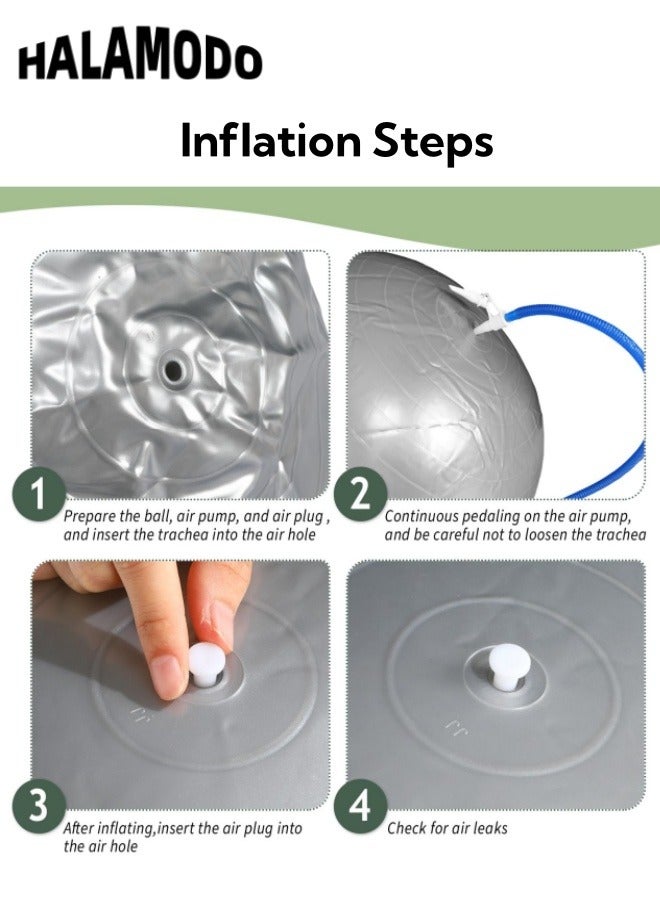 HALAMODO Exercise Ball Set Includes 1pc Air Pump & 1pc Air Tube & 1pc Puller & 1pc Plug & 1pc Instruction Manual Balance Fitness Ball with Professional Grade Anti Burst & Slip Material for Core Training & Yoga Workout - Image 4