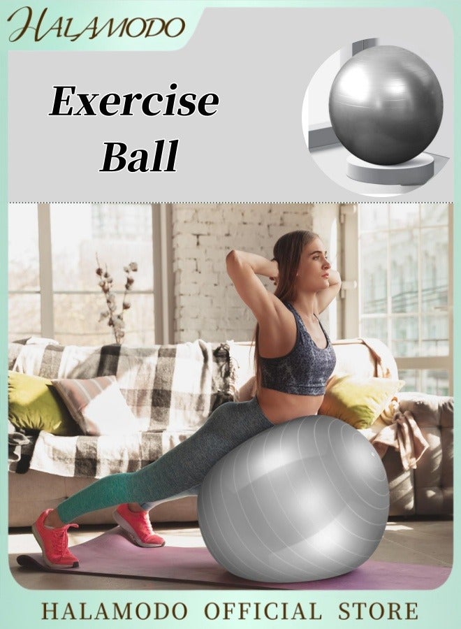 HALAMODO Exercise Ball Set Includes 1pc Air Pump & 1pc Air Tube & 1pc Puller & 1pc Plug & 1pc Instruction Manual Balance Fitness Ball with Professional Grade Anti Burst & Slip Material for Core Training & Yoga Workout - Image 1