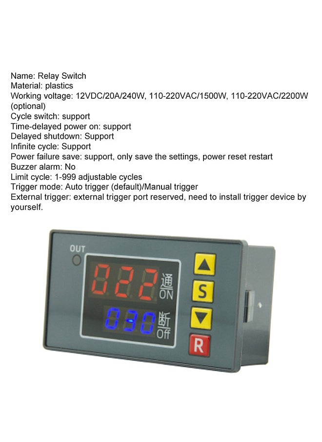 Generic Programmable Time Control Controller Digital Time Delay 1-way Relay Switch Active Output Auto Manual Trigger Operation Reserve External Trigger Interface  - Image 2