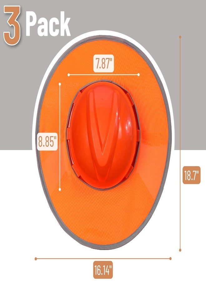 UNCO- Hard Hat Sun Shield, Full & Standard Brim Mesh Sunshade High Visibility Reflective, Ornage, 3 Pack - Image 2