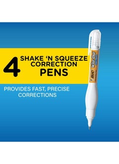 Bic Witeout Brand Shake Squeeze Correction Pen 8 Ml Correction Fluid 4Count Pack Of White Correction Pens Fast Clean And Easy To Use Office Or School Supplies  - Image 3