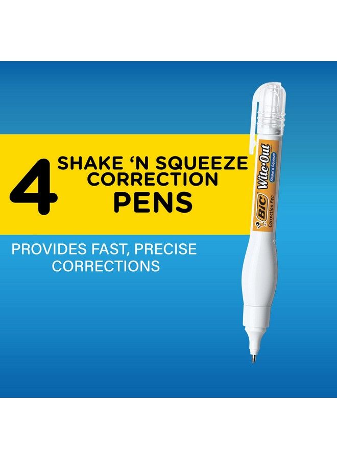 Bic قلم تصحيح سائل تصحيح وايت أوت 8 مل عبوة 4 أقلام تصحيح بيضاء سريع التنظيف وسهل الاستخدام لمستلزمات المكتب أو المدرسة - Image 3