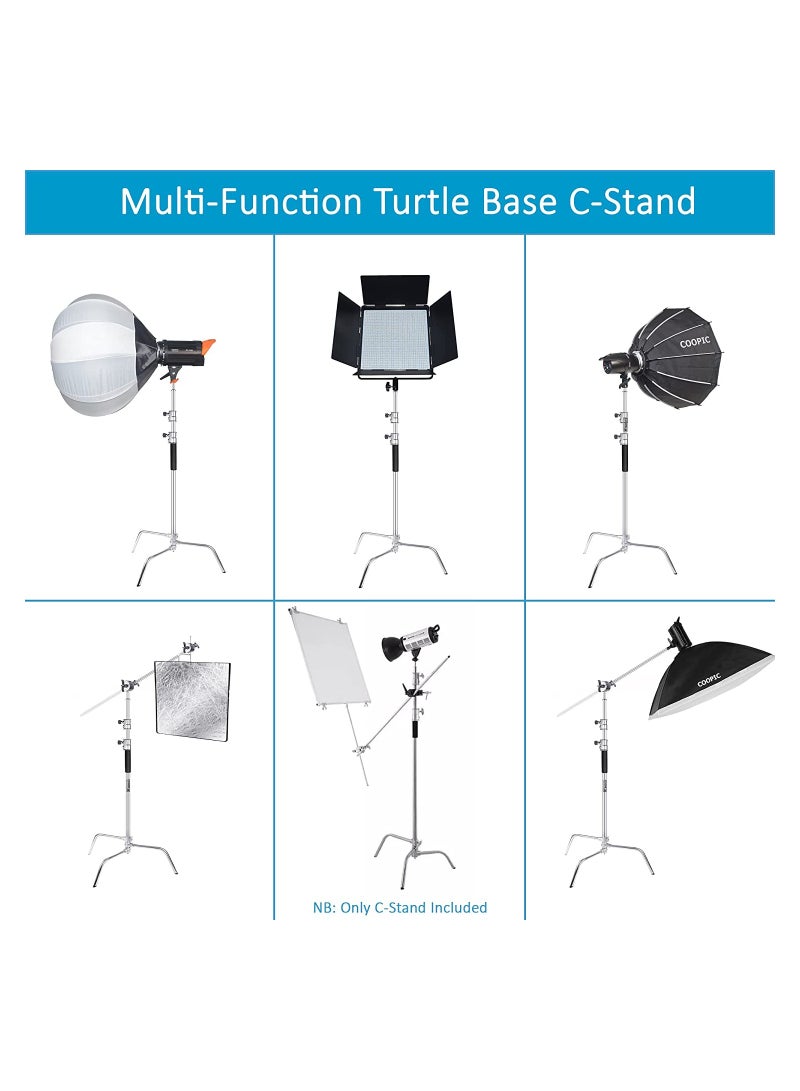 Coopic COOPIC C Stand C40SC Heavy Duty Light Stand Height 150-330cm with Sliding up-down Leg, 127cm Boom Arm, Grip Heads and Bag for Photo Studio Photography Strobe Light Video Umbrella Softbox Monolight  - Image 5