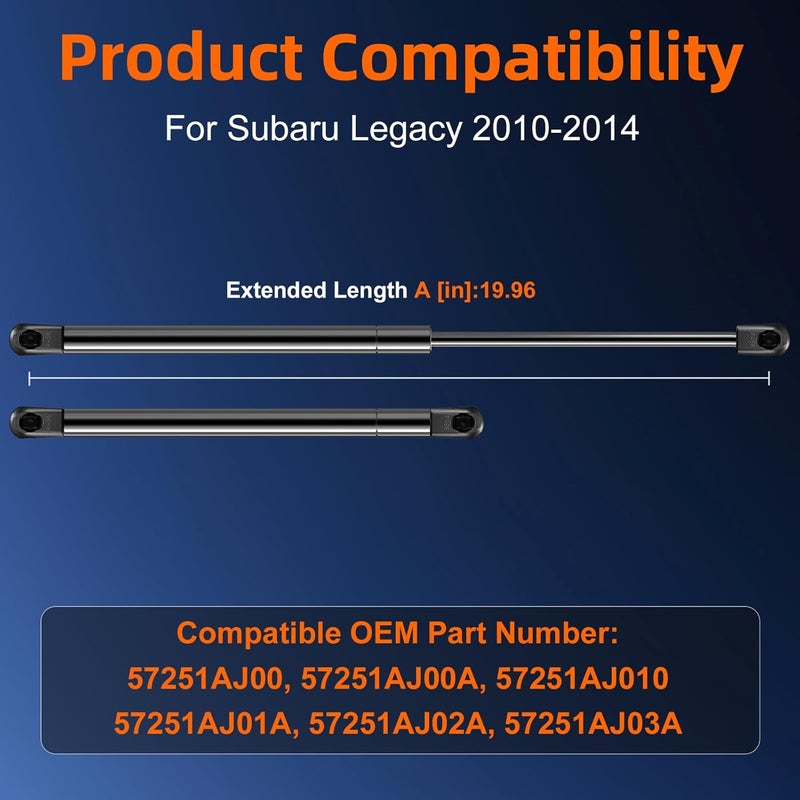 Euplokeer Qty (2) Hood Strut Lift Support Compatible with Subaru Legacy 2010-2014, Subaru Outback 2010-2014, Bonnet Shock Strut Replace OE# 4B-449325 57251AJ00A by Euplokeer Batch consistent craftsmanship - Image 2