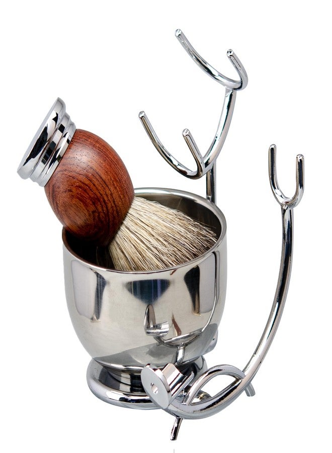 Grandslam Shaving Straight Razor Kit, Steel Cutthroat Straight Razor With Leather Strop, Shaving Brush, Stainless Steel Shaving Bowl and Stand, Shaving Soap, Gift for Men, Silver-1 - Image 3