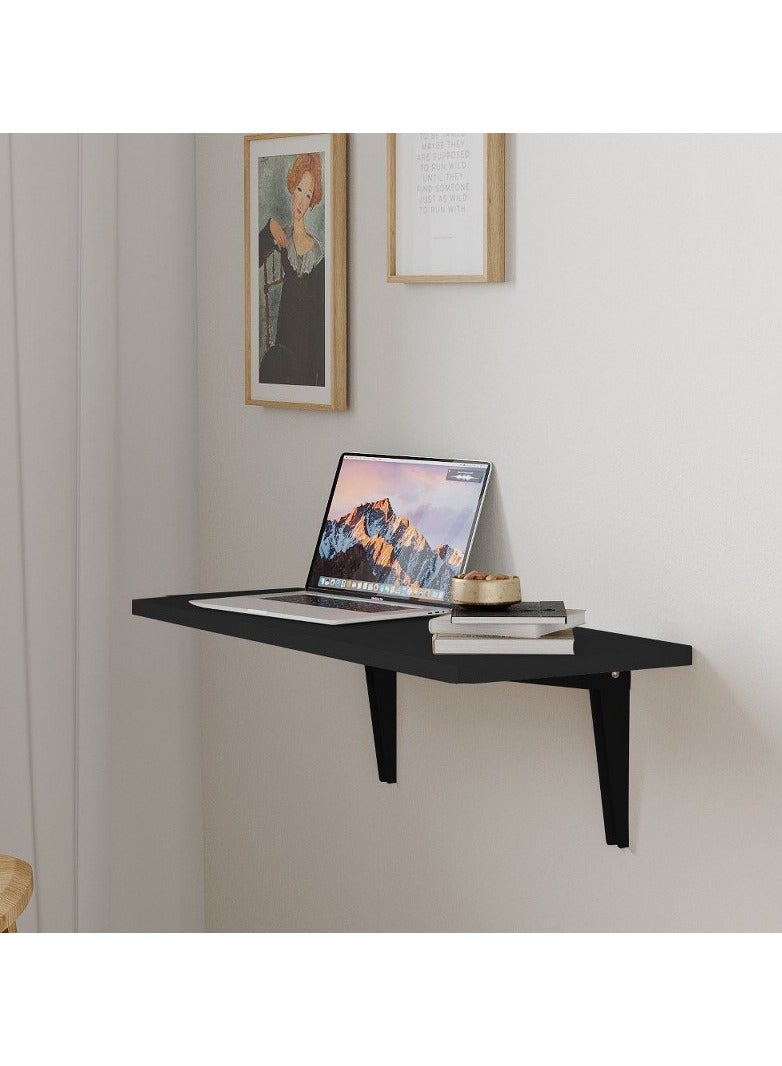 Home Gallery Wall Mounted folding Drop Leaf Desk Black - Image 1
