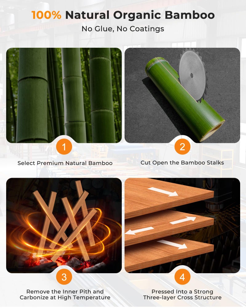 Mooues Bamboo Cutting Board for Kitchen, Knife-Friendly Wooden Cutting Boards Set 3-Piece with Juice Groove, Durable Chopping Boards for Meat, Vegetables, Fruits, Cheese â€“ Multi-Purpose, Kitchen Gifts - Image 4