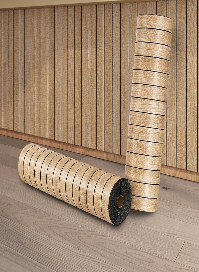 ReWallpaper لوحات جدارية من خشب البلوط الفاتح من ReWallpaper مقاس 24 بوصة × 16.5 قدم، ألواح جدارية لاصقة ذاتية اللصق بنمط حبيبات خشبية، ألواح عازلة للصوت، ديكورات جدارية داخلية لغرفة الأطفال والشقق والمكاتب - Image 1