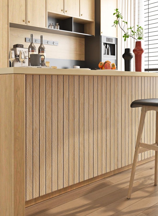 ReWallpaper لوحات جدارية من خشب البلوط الفاتح من ReWallpaper مقاس 24 بوصة × 16.5 قدم، ألواح جدارية لاصقة ذاتية اللصق بنمط حبيبات خشبية، ألواح عازلة للصوت، ديكورات جدارية داخلية لغرفة الأطفال والشقق والمكاتب - Image 5