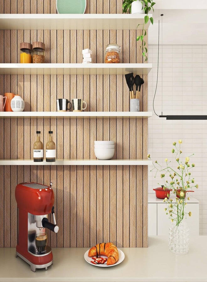 ReWallpaper لوحات جدارية من خشب البلوط الفاتح من ReWallpaper مقاس 24 بوصة × 16.5 قدم، ألواح جدارية لاصقة ذاتية اللصق بنمط حبيبات خشبية، ألواح عازلة للصوت، ديكورات جدارية داخلية لغرفة الأطفال والشقق والمكاتب - Image 3