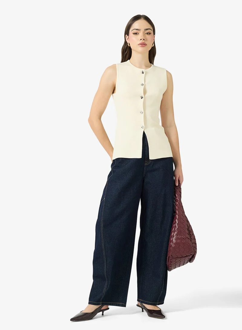 ONLY  Onlevelin Sleeve Less Knitted Waistcoat for Women | Best Price UAE