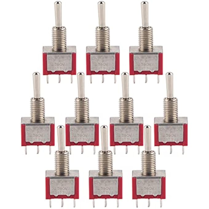 Eujgoov 10 PcsAc 250V 2ADpst Toggle Switches Toggle Switches 120V 5A 6Mm Amps On Off On 6 Terminals 3 Position Dpdt Toggle Switch - Image 1