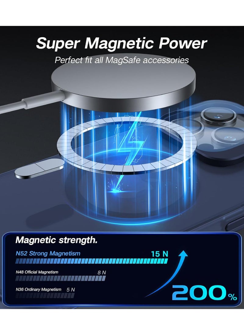 Rock Pow - Case for iPhone 14 Pro Case with Metal Camera Stand [Built-in 9H Camera Lens Protector] [Compatible with Magsafe] Shockproof Grade Translucent Matte Magnetic Phone Case - Image 1