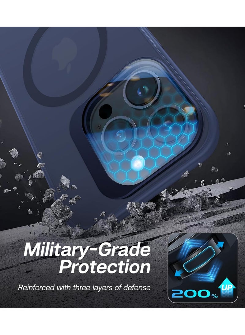 Rock Pow - Case for iPhone 14 Pro Case with Metal Camera Stand [Built-in 9H Camera Lens Protector] [Compatible with Magsafe] Shockproof Grade Translucent Matte Magnetic Phone Case - Image 1