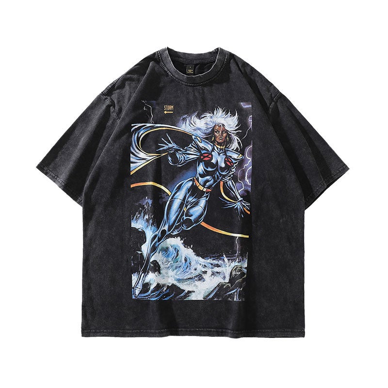 High Street Vintage Heavy Cotton Washed Old Short-Sleeved T-Shirt Ins Hip-Hop Fashion Brand Half-Sleeved Base Shirt - Image 3