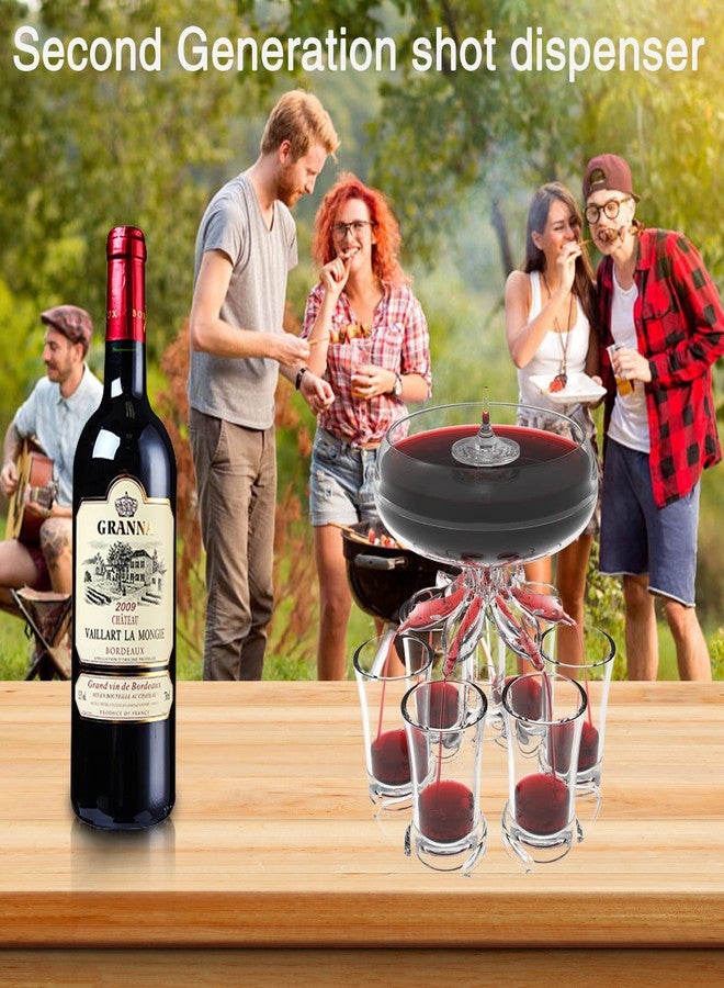 ALEVMOOM موزع أكواب ALEVMOOM بستة أكواب صغيرة مع حامل، مثالي لتعبئة السوائل. موزع متعدد الأكواب بستة أكواب، موزع أكواب بار، موزع كوكتيل، موزع مشروبات كحولية، أداة مشروبات، موزع بشعار. - Image 3