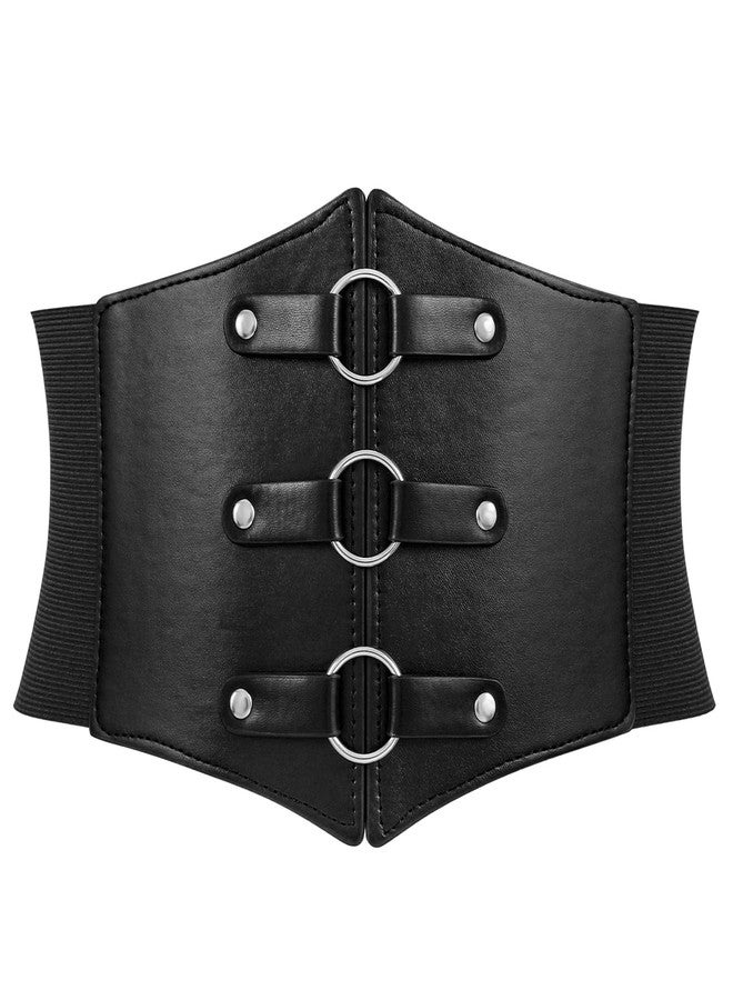 WERFORU Women Wide Corset Elastic Belt Thick Vintage Ladies Costume Waspie Waist Belt for Halloween, Black, Suit Waist Size 26-30 Inches - Image 1