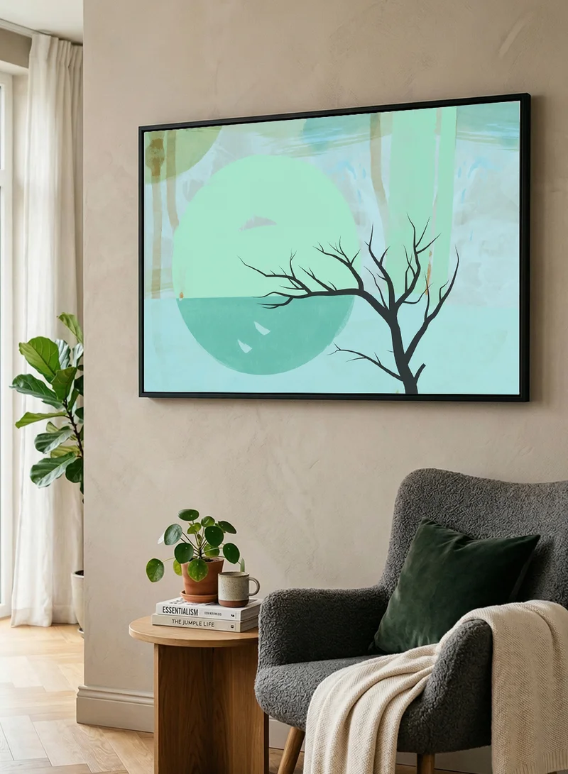 LOWHA Canvas Wall Art Stretched Over Wooden Frame with Black Floating Frame and Abstract Design