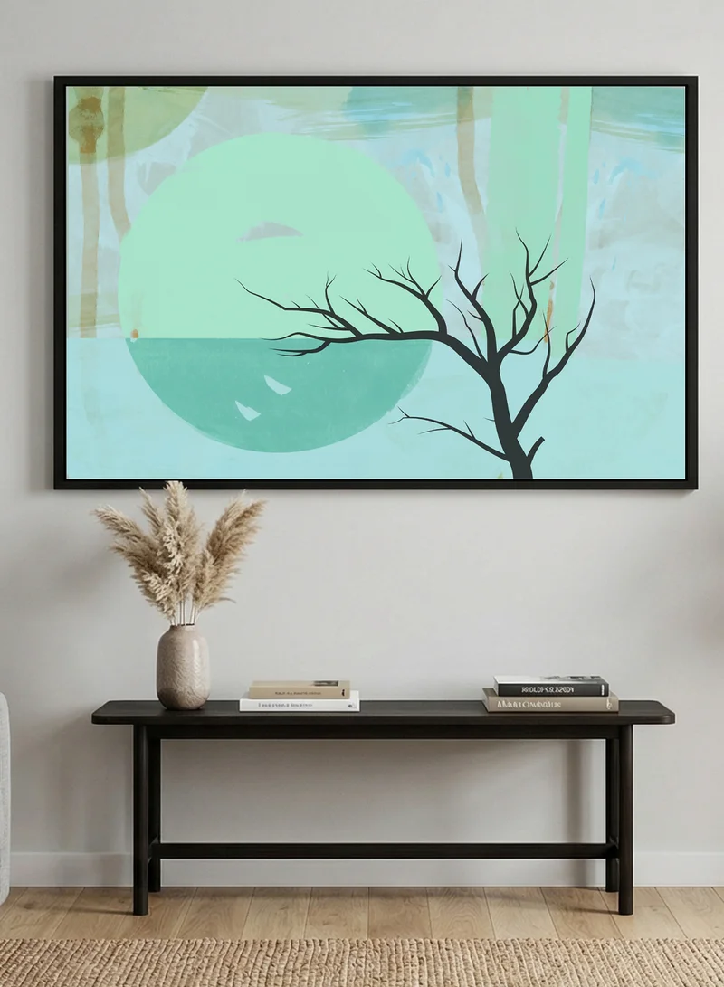 LOWHA Canvas Wall Art Stretched Over Wooden Frame with Black Floating Frame and Abstract Design
