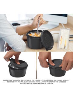 Milton Milton Decker Lunch Box with Insulated Fabric Jacket, 3 Containers (1 Oval Stainless Steel 450 ml, 2 Inner Stainless Steel 450 ml), Microwave Safe & Leak-Proof Tiffin for Office, School, College,Black  - Image 3