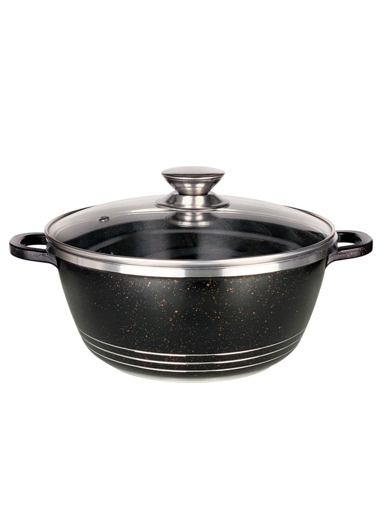 DESSINI DESSINI Ceramic Non-Stick Casserole Pot With Lid Black/Red/Clear 24cm