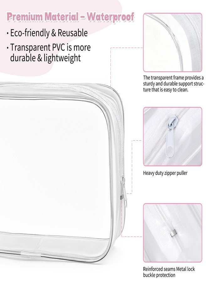Meetory Clear Makeup Bags, 12 Pcs Cosmetic Storage Bags, PVC Zipper Pouches, Travel Waterproof Makeup Plastic Case for Women, Organizing Bags Travel Toiletry Pouch for Bathroom, Vacation - Image 3