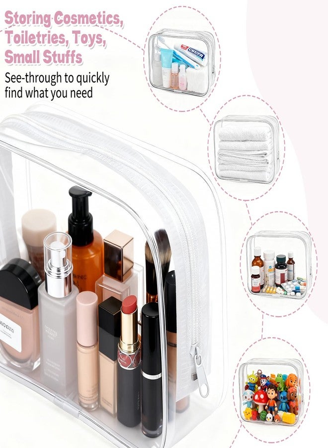Meetory Clear Makeup Bags, 12 Pcs Cosmetic Storage Bags, PVC Zipper Pouches, Travel Waterproof Makeup Plastic Case for Women, Organizing Bags Travel Toiletry Pouch for Bathroom, Vacation - Image 5