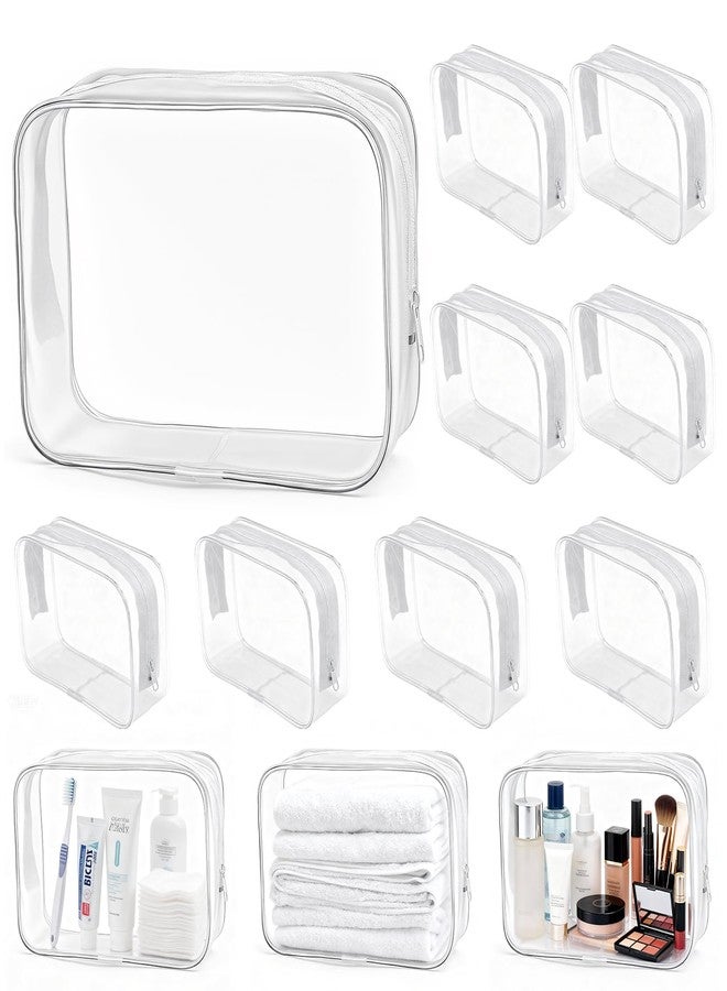 Meetory Clear Makeup Bags, 12 Pcs Cosmetic Storage Bags, PVC Zipper Pouches, Travel Waterproof Makeup Plastic Case for Women, Organizing Bags Travel Toiletry Pouch for Bathroom, Vacation - Image 1