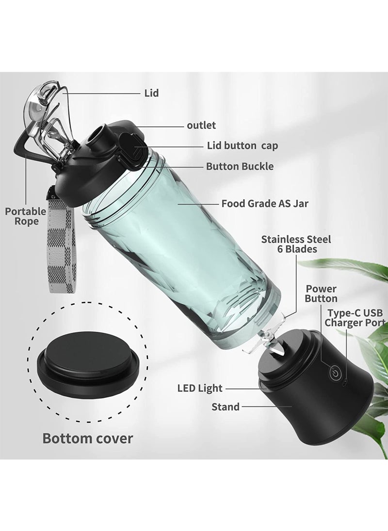 Generic - Portable Blender 600ML Electric Juicer Fruit Mixers 4000mAh USB Rechargeable Smoothie Mini Blender Personal Juicer - Image 1