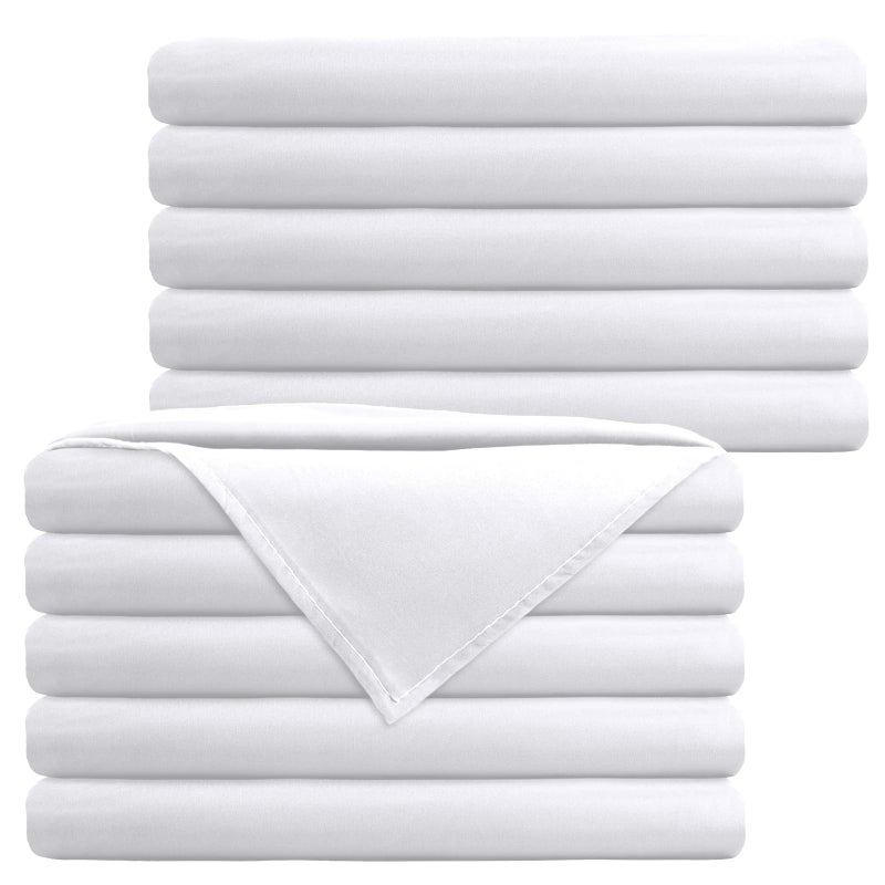Tudomro Tudomro 10 Pack Flat Sheets Bulk Only Twin Size Hotel Quality Flat Sheet Wrinkle Stain Resistant Sheets Top Sheet for Massage Hotel Hospital Family Use Easy CareWhite 66 x 104 inch 