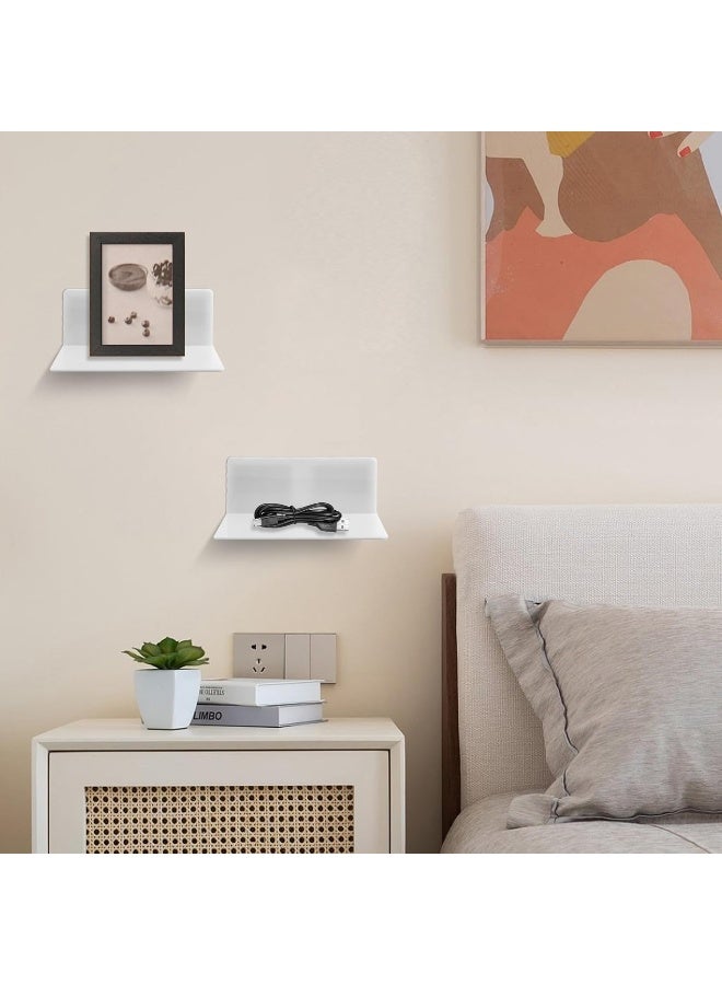 TPGP Wall Shelves, White, Set of 4, No Drilling, Self-Adhesive Shelves, Floating Shelf, Acrylic Floating Shelf for Bathroom, Living Room, Bedroom - Image 2