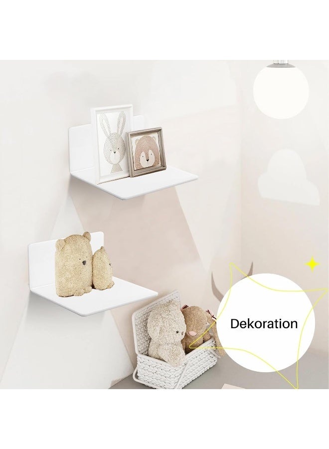 TPGP Wall Shelves, White, Set of 4, No Drilling, Self-Adhesive Shelves, Floating Shelf, Acrylic Floating Shelf for Bathroom, Living Room, Bedroom - Image 3