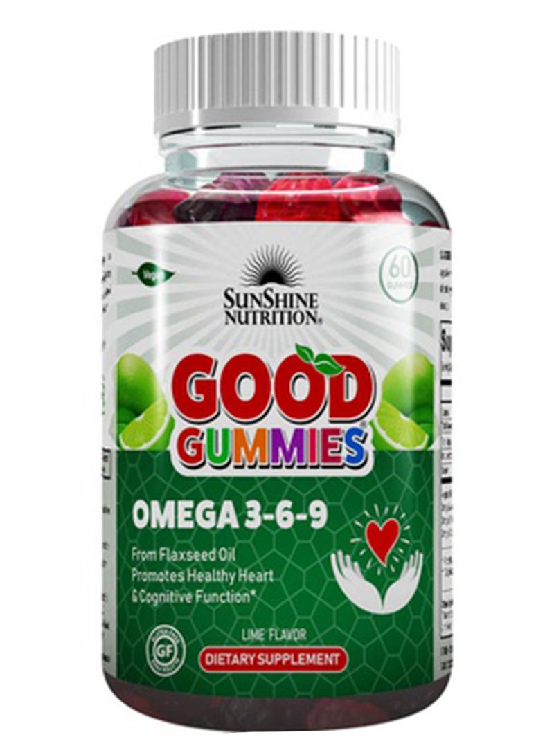 SUNSHINE NUTRITION Good Gummies Omega 3-6-9 Dietary Supplement Lime Flavor From Flaxseed Oil Promotes Healthy Heart And Cognitive Function 60 Units - Image 1