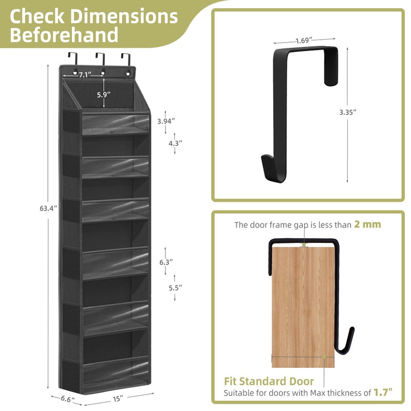 STORAGEIDEAS Over Door Organizer with 6 Extra Large Pockets 12 Side Pockets, Sturdy Closet Storage Rack, Hanging Storage Organizer with Clear Window for Shoes, Diapers, Toys, Bedroom, Bathroom, Black - Image 2