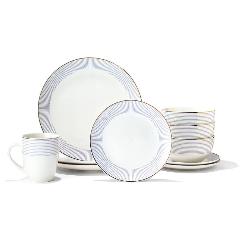 Elle Collection Lorraine Round Dinnerware Set 16Piece Porcelain Dinner Set w 4 Dinner Plates4 Salad Plates4 Bowls  4 MugsLorraine105789216RB